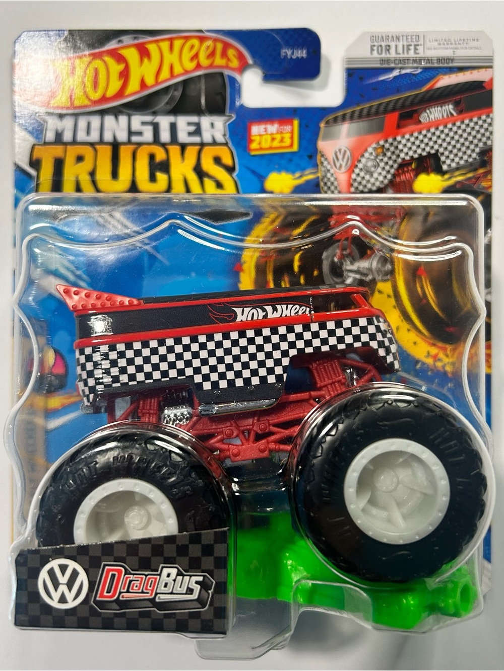 Hot Wheels Monster Trucks Drag Bus Toy - Red, Black & White